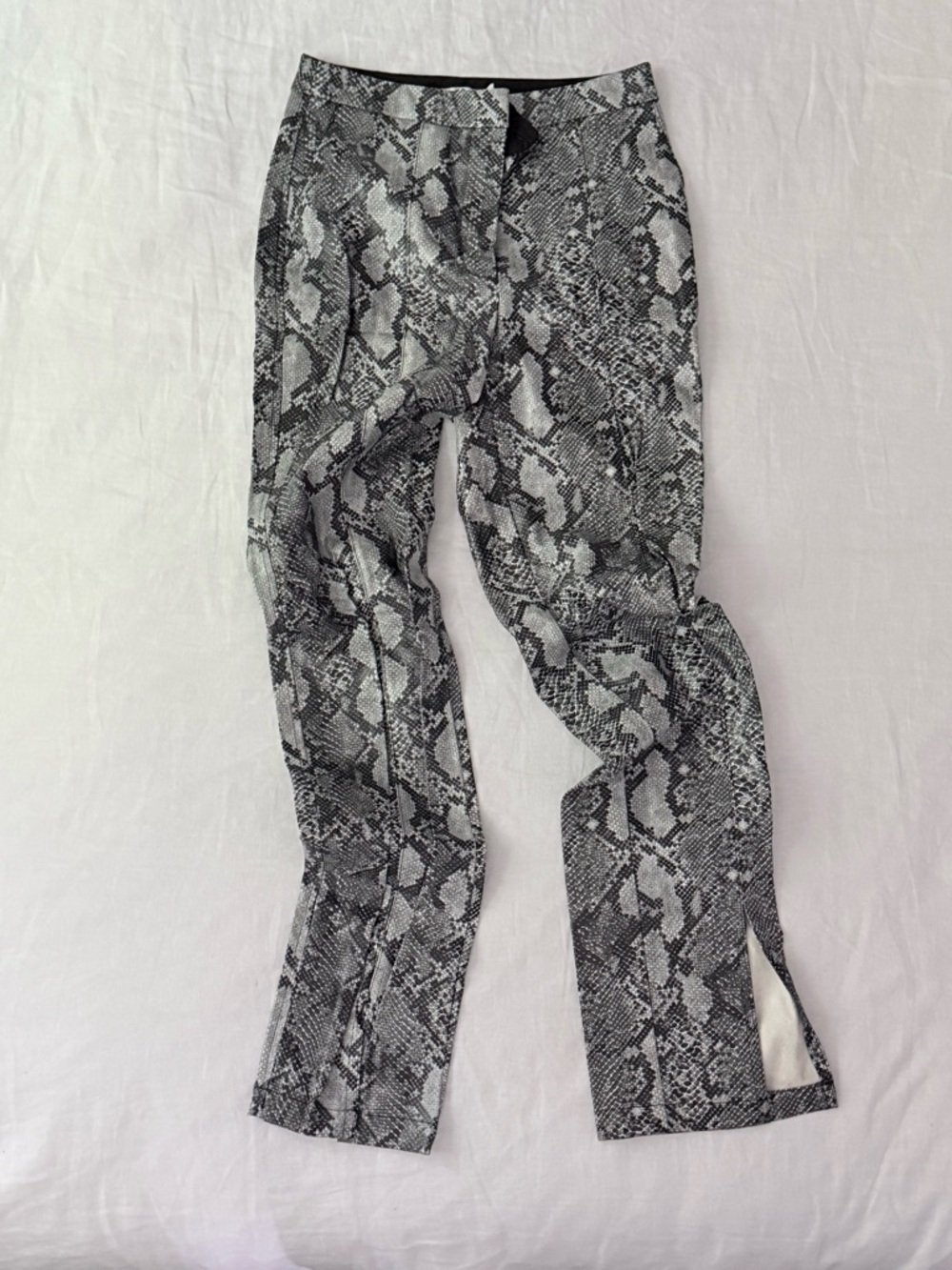 Snake Print Black & White Slim Pantsuit Pants